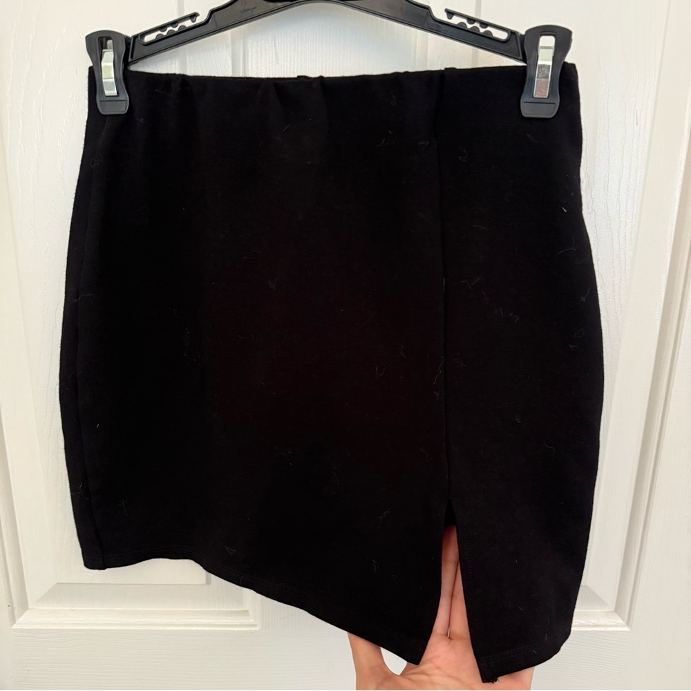 Black Mini Skirt with Slit